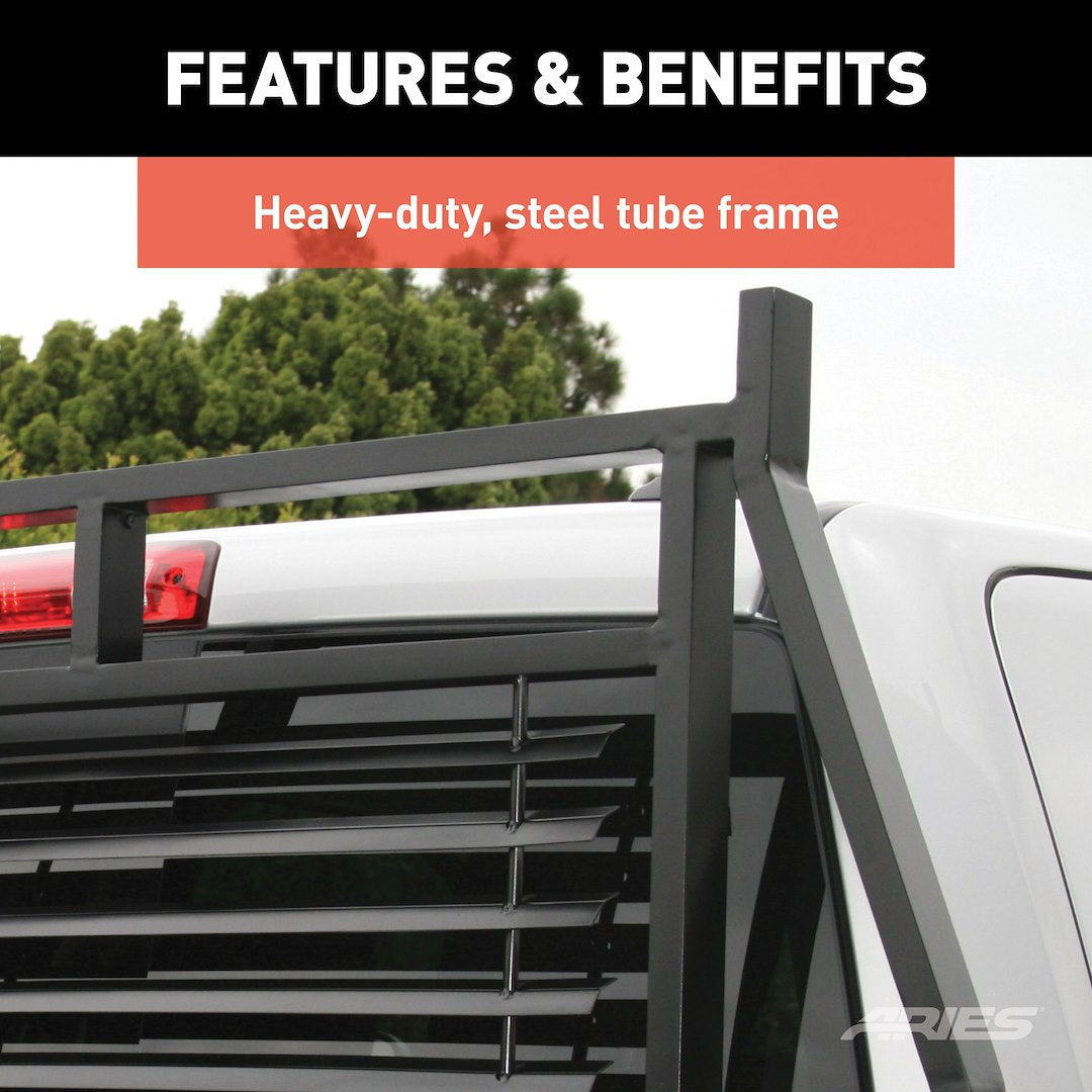 Aries 111001 Classic Satin Black Louvered Headache Rack - image 5