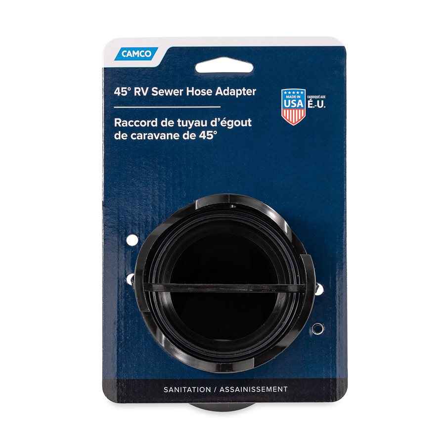 Camco 39403 Black 45-Degree RV Waste Valve Hose Adapter