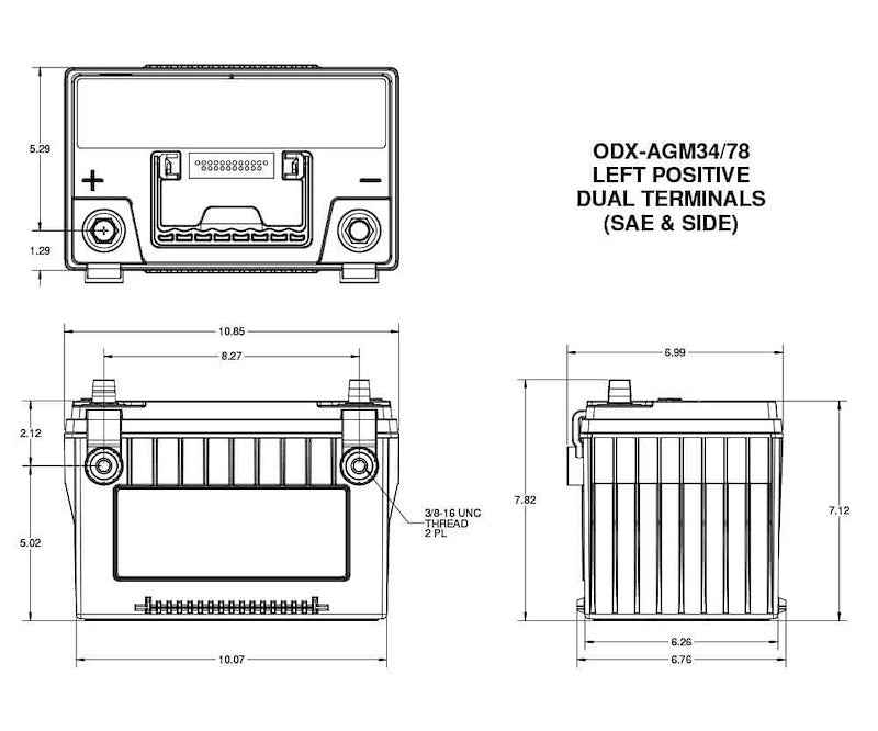 Odyssey Battery ODX-AGM34 78 Odyssey AGM Starting Battery Group 34/78 12V 850 CCA – image 2