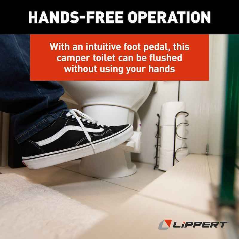 Lippert Components 2022113192 RV Toilet Lippert , Flow Max Permanent Pedal-Flush, White – image 3