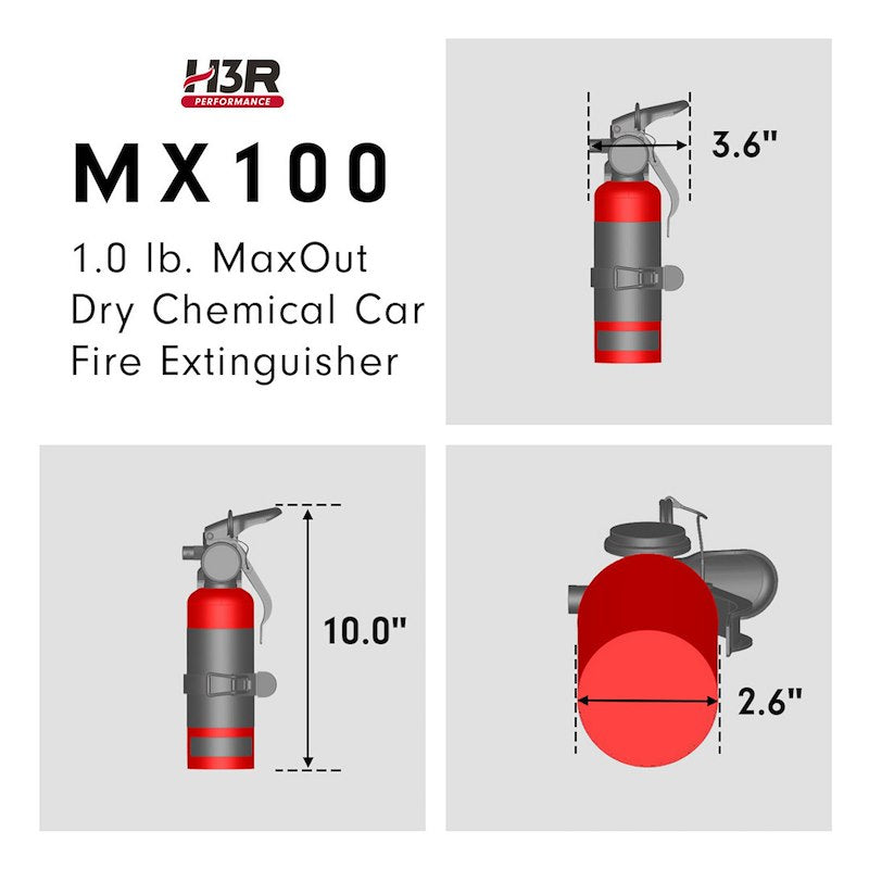 H3R MX100R MAXOUT Fire Extinguisher 1 lb UL Rated 2-B:C Red – image 4