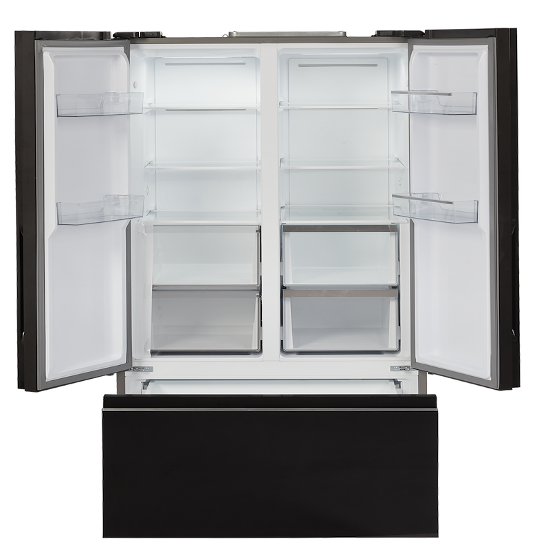 Invision 180-2552 12V RV Fridge 16.95 Cu Ft Triple Door With Freezer, Black Glass – image 3