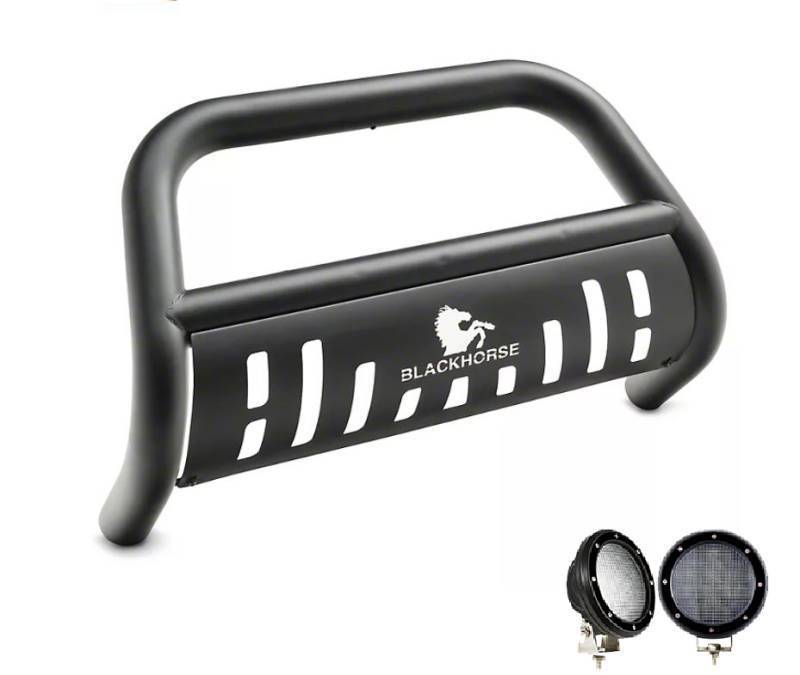 Black Horse Offroad BB096410A-SP-PLFB Tacoma Black Bull Bar with Lights and Skid Plate - image 3