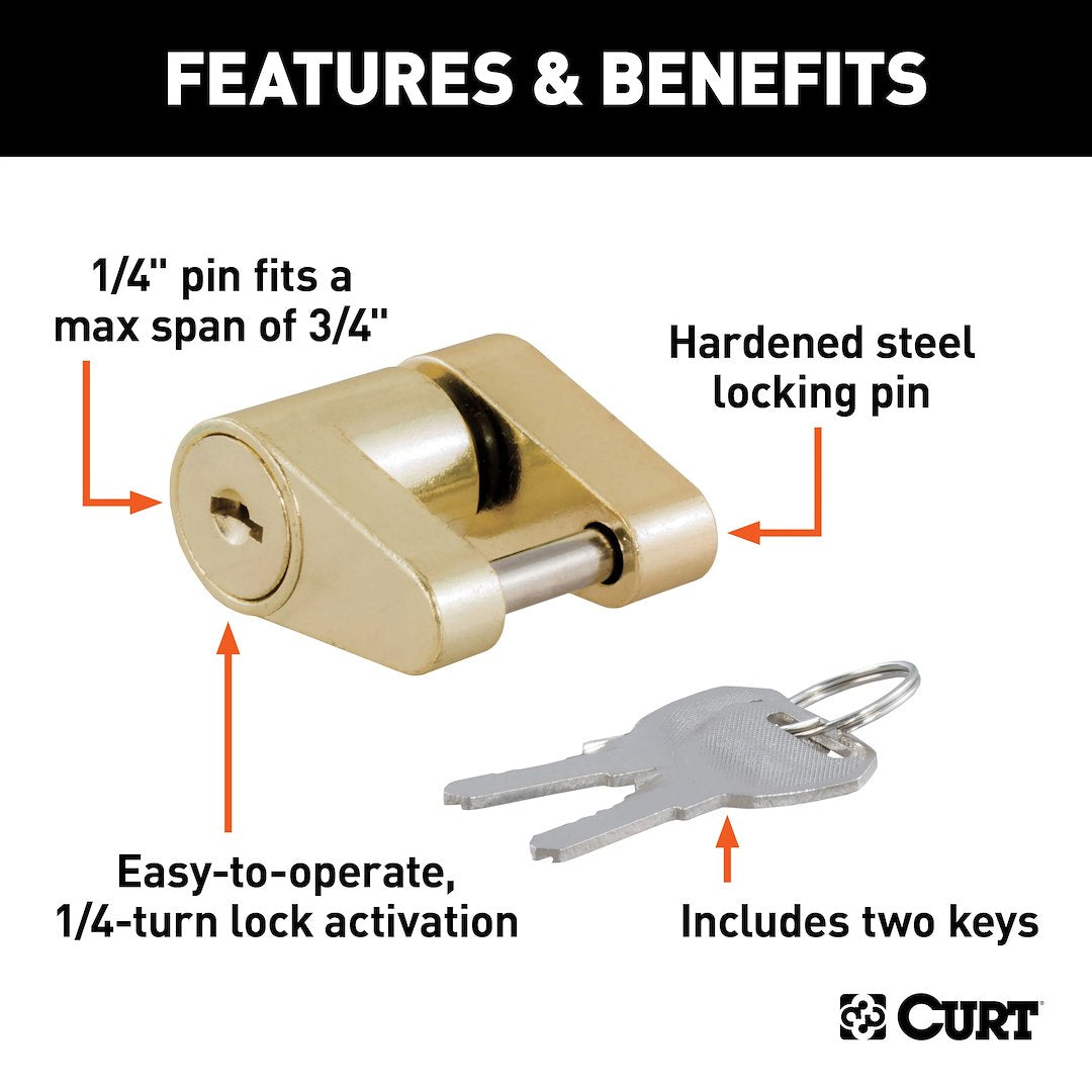 CURT Trailer Coupler Lock (23022) – Pin Size (In): 1/4 Inch