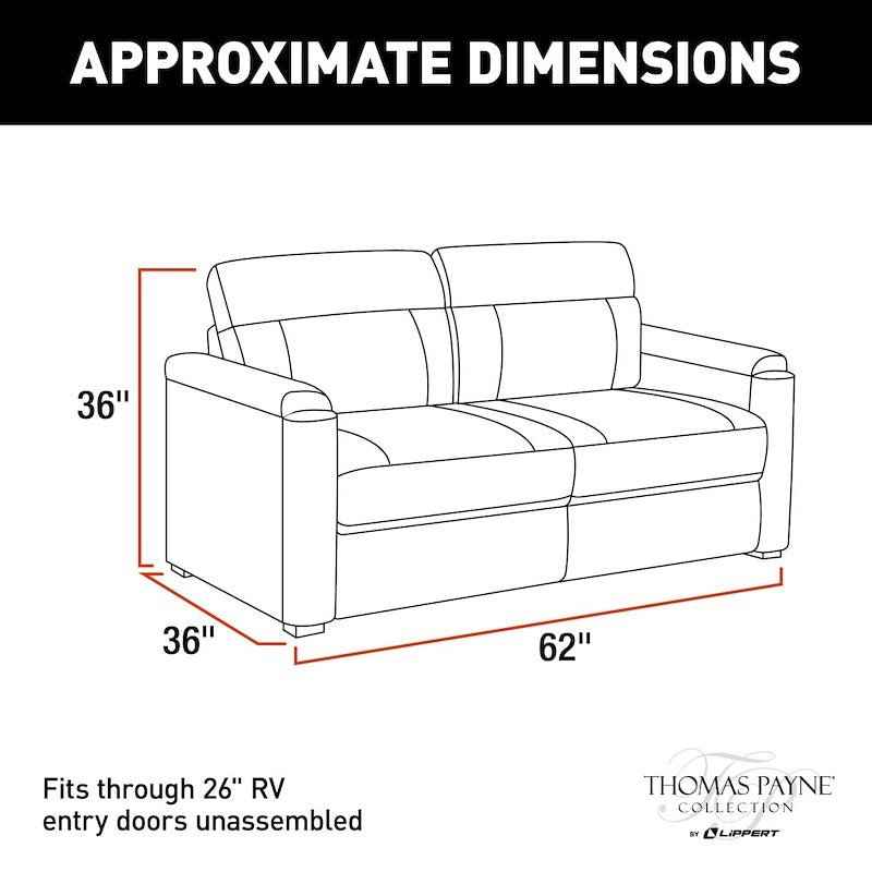 Lippert Components 2020135025 68" Jackknife Sofa, Altoona Beige, 3-Seater with Fold-Down – image 6