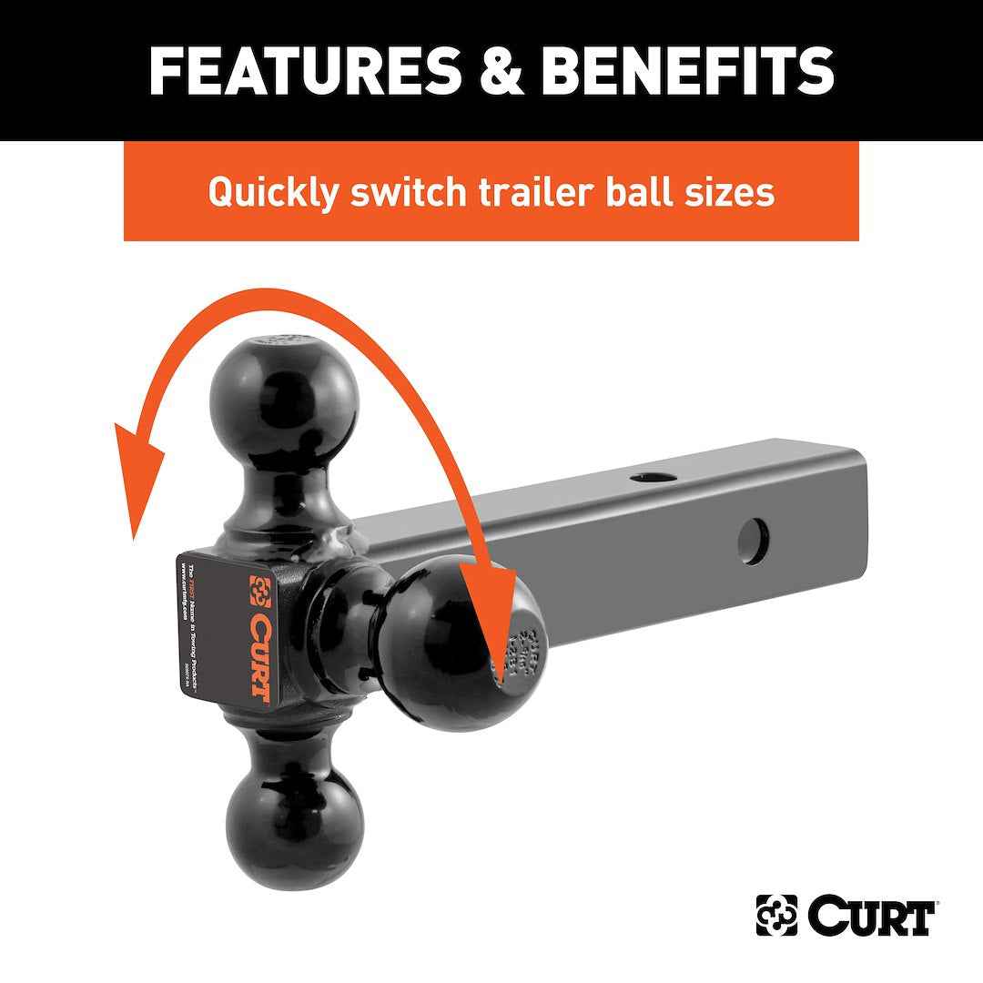 CURT Triple-Ball Mount - 2 in Receiver, 3 Ball Sizes – 45652