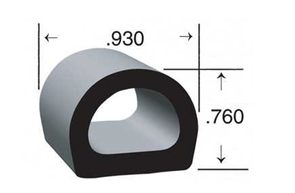 Clean Seal 1750ST50 Black D-Base EPDM Slide-Out Seal, 50-ft Length
