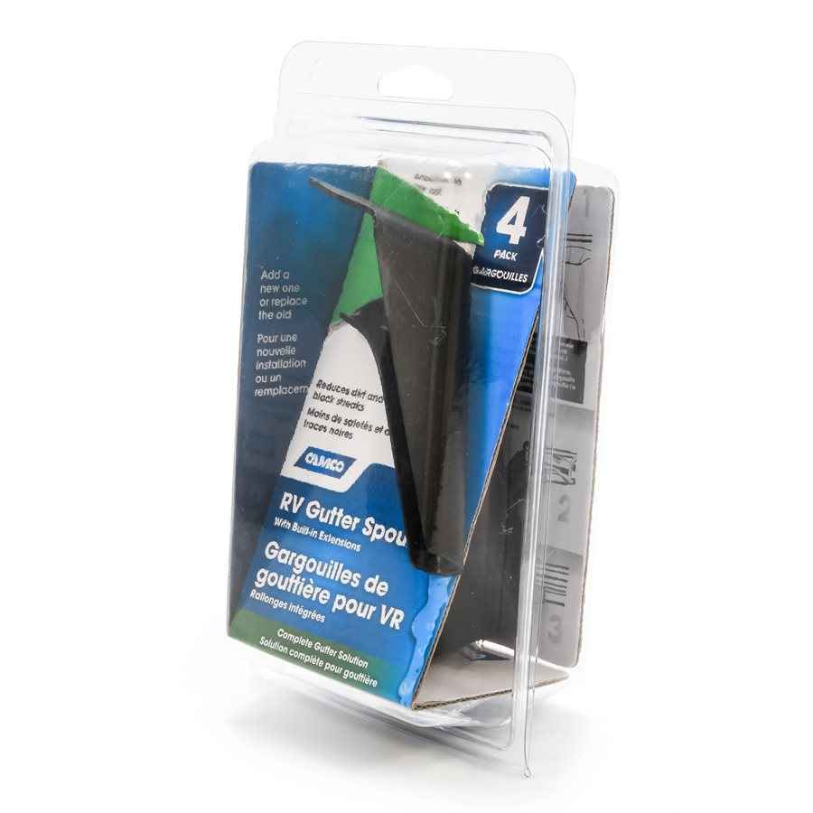 Camco 42452 Black RV Gutter Spouts, Four-Pack