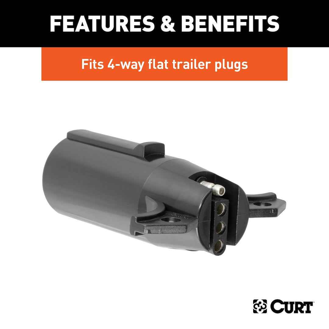 CURT 57041 Black 7-Round to 4-Flat Wiring Adapter