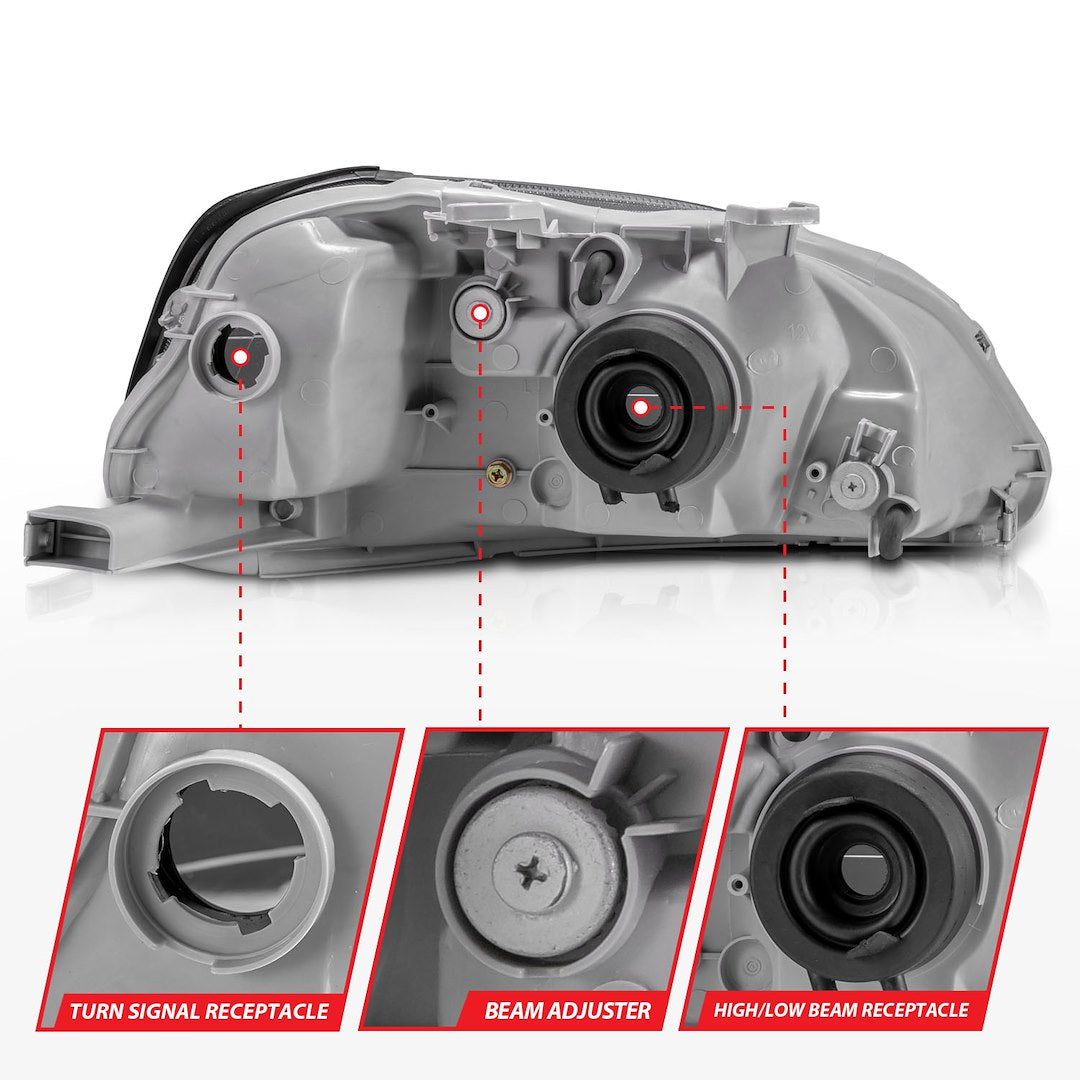 ANZO USA 121070 Civic Black Crystal Headlight Pair, No Bulbs - image 6