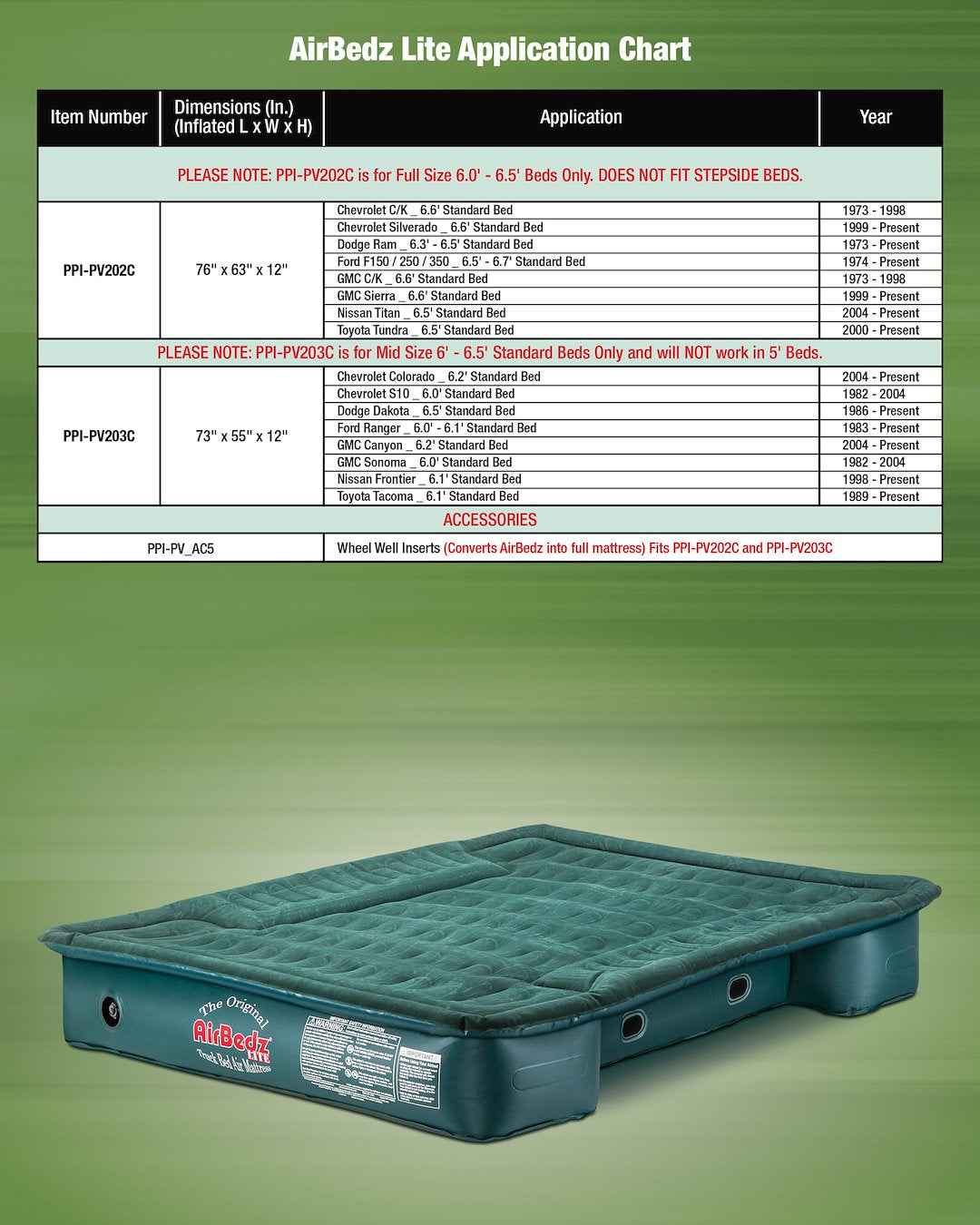 AirBedz Truck-Bed Air Mattress – PPI-PV203C