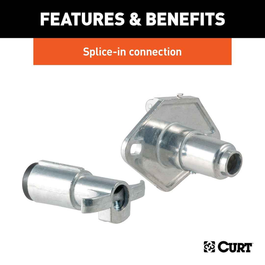 CURT 6-Way Round Wiring Plug & Socket - Metal – 58092