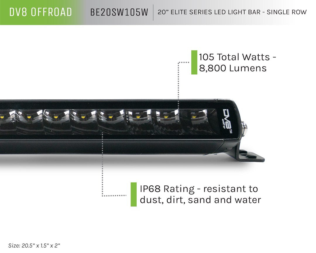 DV8 Offroad BE20SW105W Single-Row LED Lighting Bar