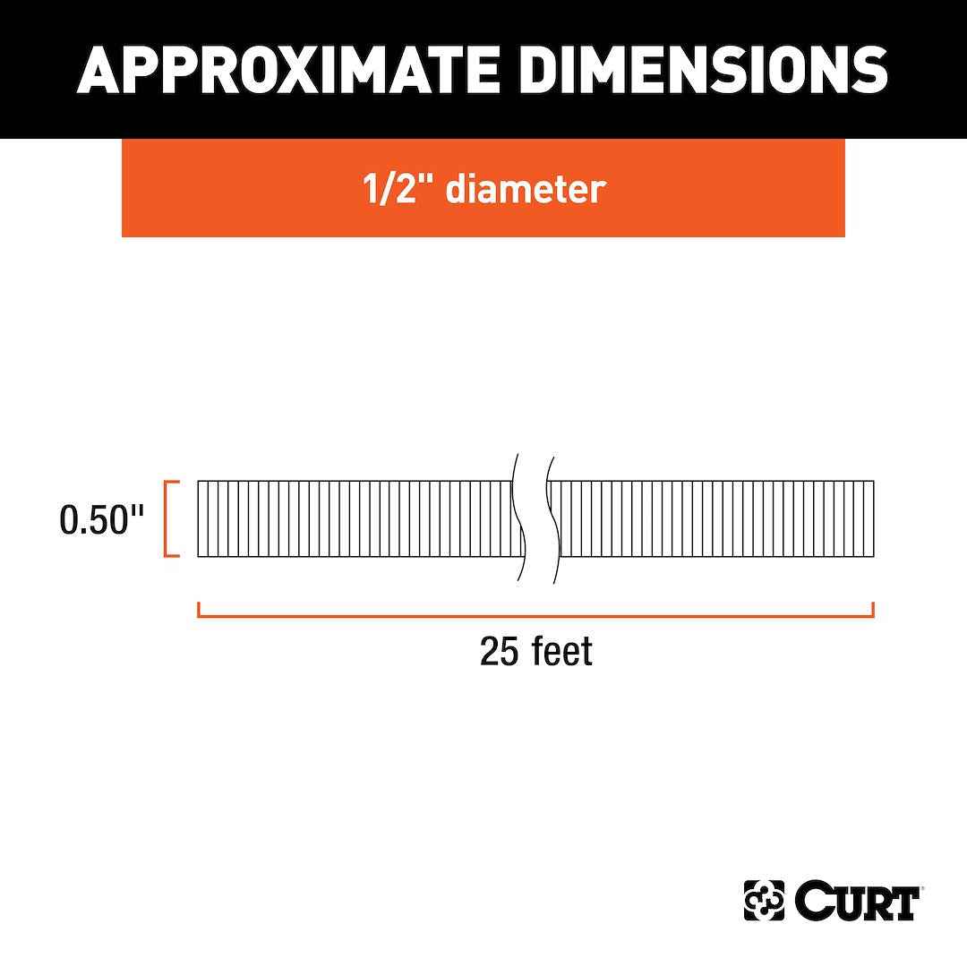 CURT 59827 Black 1/2-Inch Slit Loom, 25-ft Roll