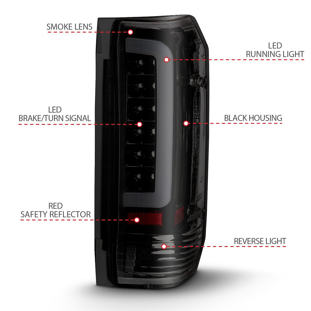 ANZO USA 311351 Ford Smoke-Lens LED Tail-Light Pair, Black - image 3
