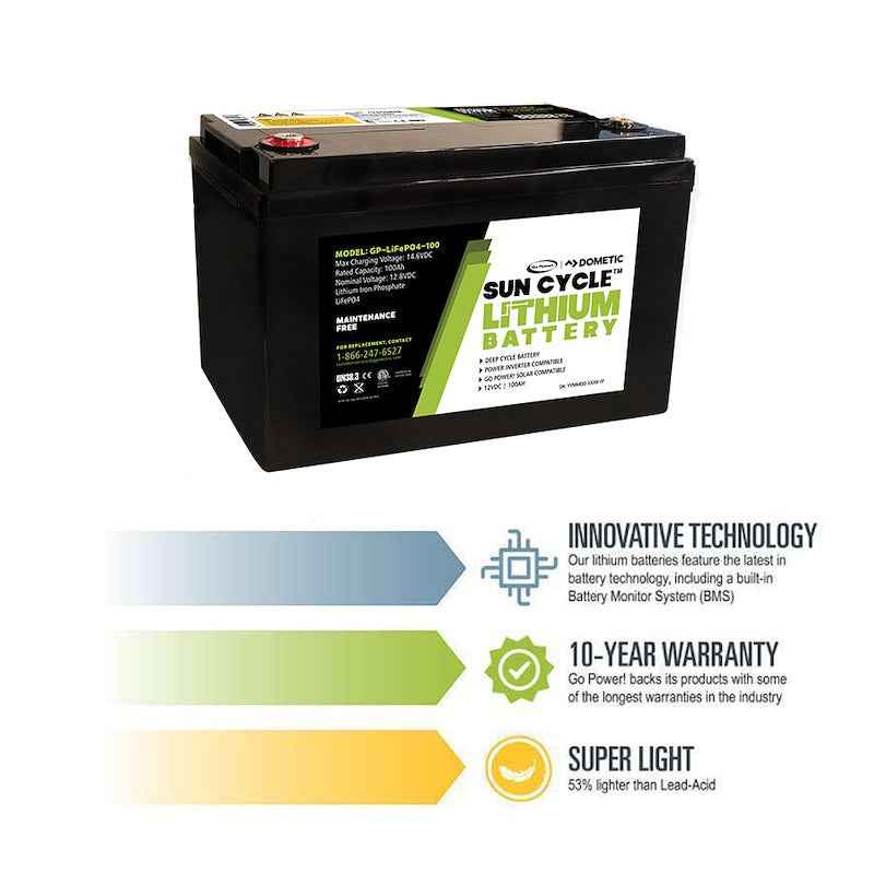 Go Power GP-LIFEP04-100 Lithium Battery Group 31 12.8V 100Ah RV Marine Solar – image 3
