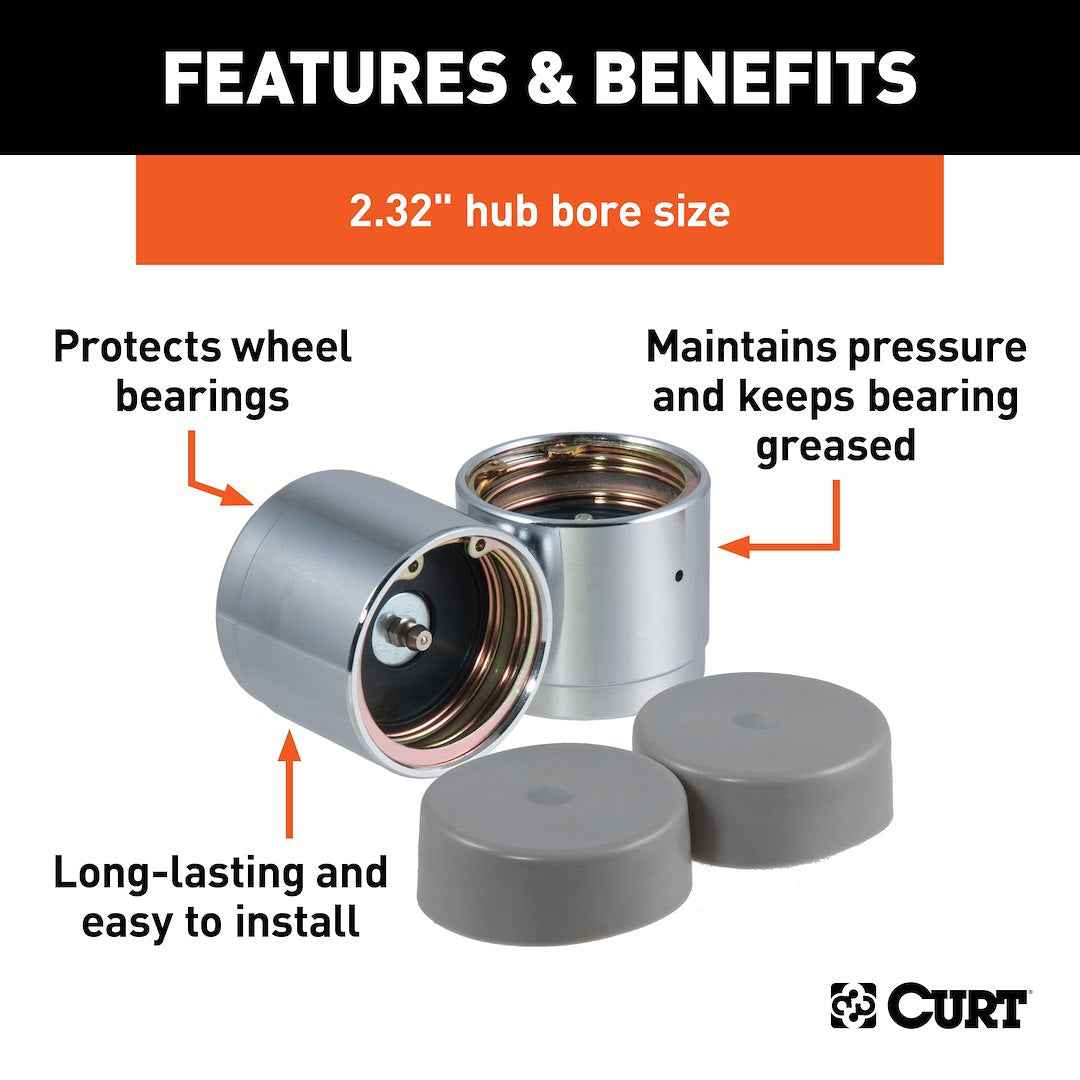 CURT 22232 2.32-Inch Trailer Hub Bearing Protectors