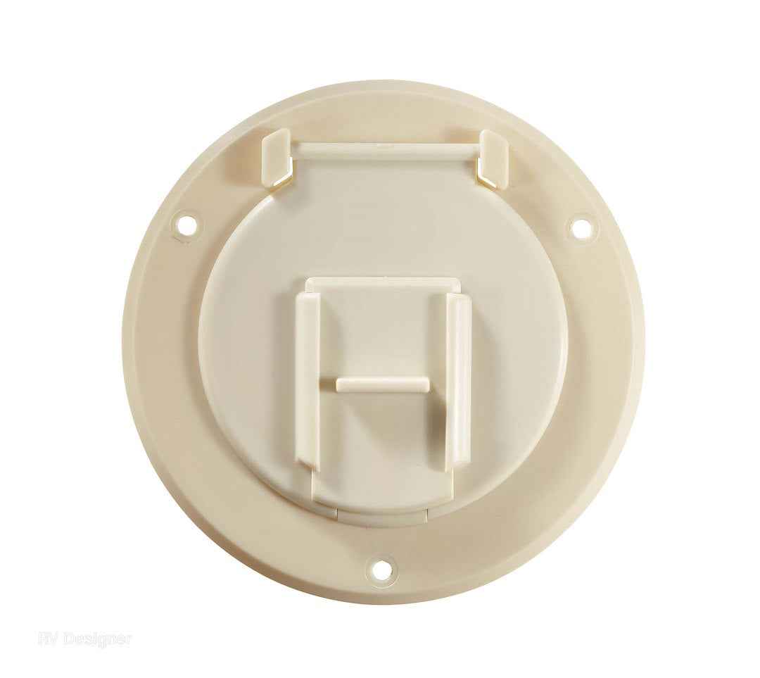 RV Designer B122 Colonial White Round 30A Electrical-Cord Hatch