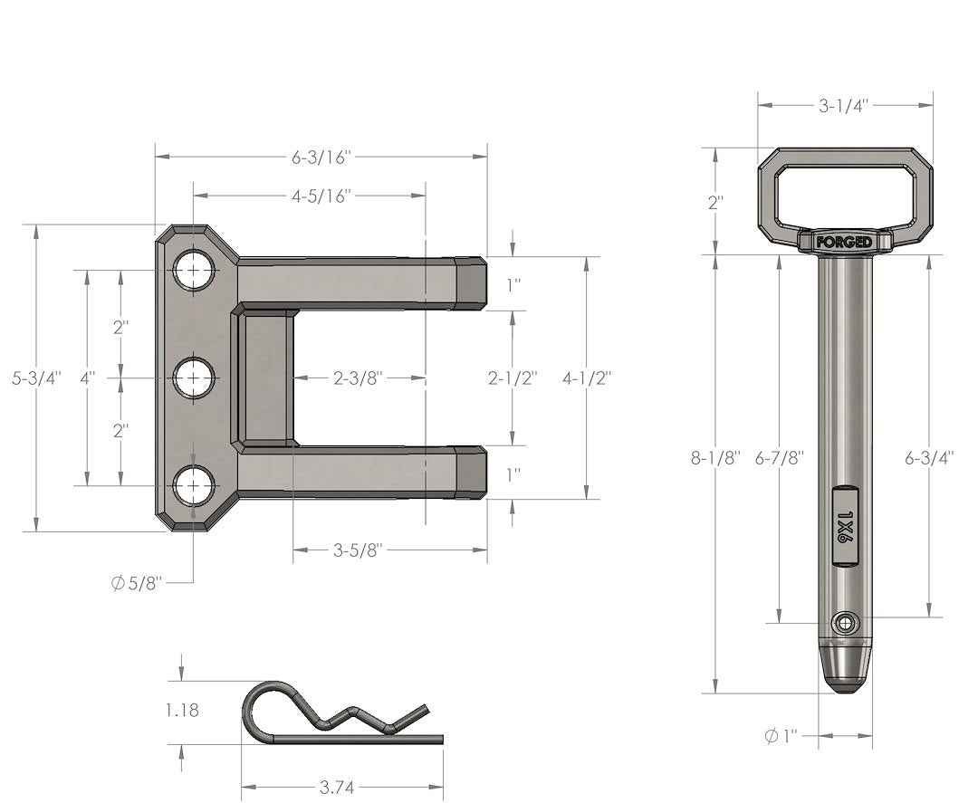 BulletProof CLEVIS Steel Lunette Channel Clevis - 5/8-in Pin