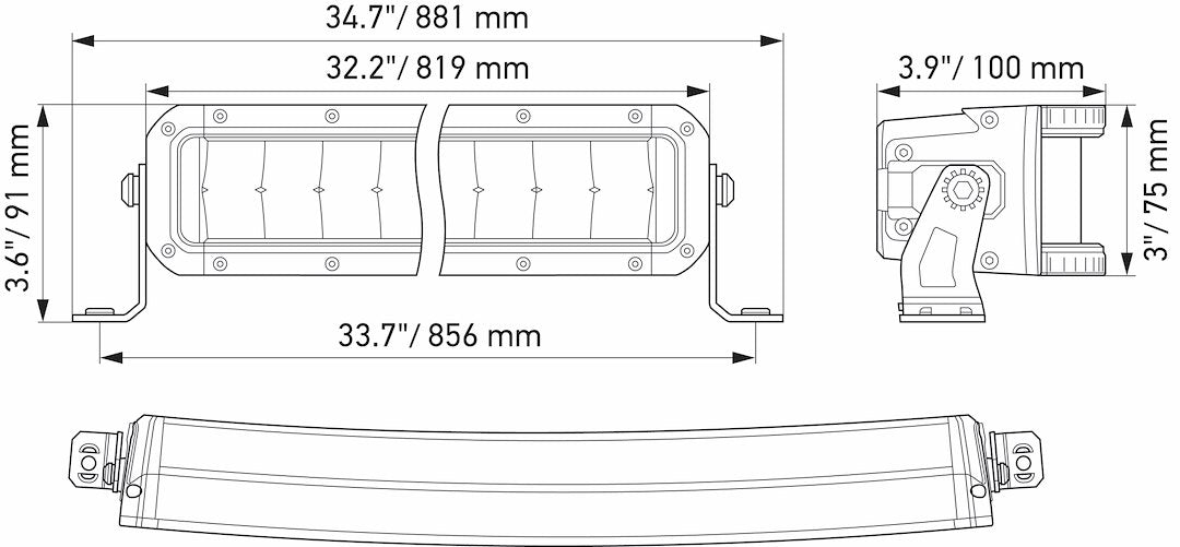 Hella 358197611 Black Magic Tough Curved Two-Row Bar
