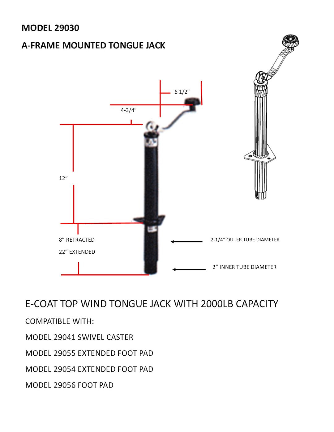 Bal Rv 29030b Trailer Tongue Jack - image 2