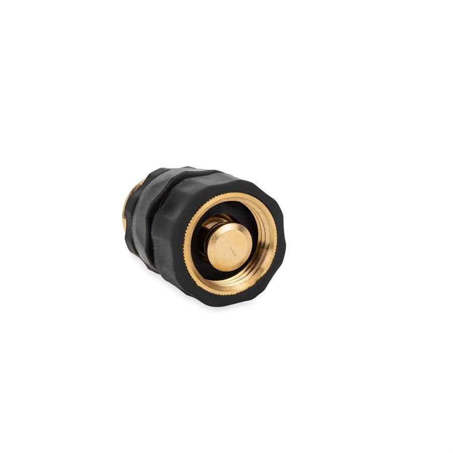 Camco 20135 Brass Quick Hose Connector with Automatic Shutoff