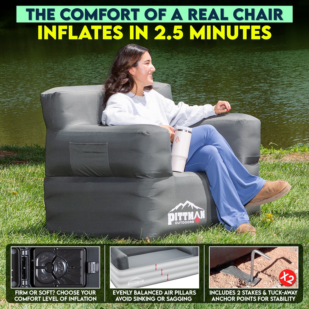 AirBedz PPIAIRCHAI Gray Inflatable Chair with Carry Case