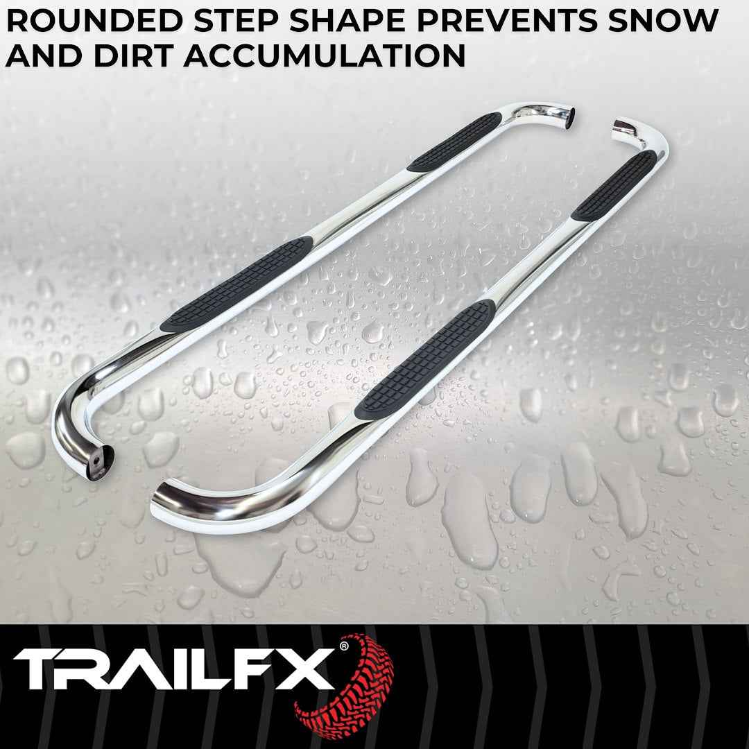 TrailFX 3 in Round Nerf Step Bars - Stainless, 300 lb – A0048S