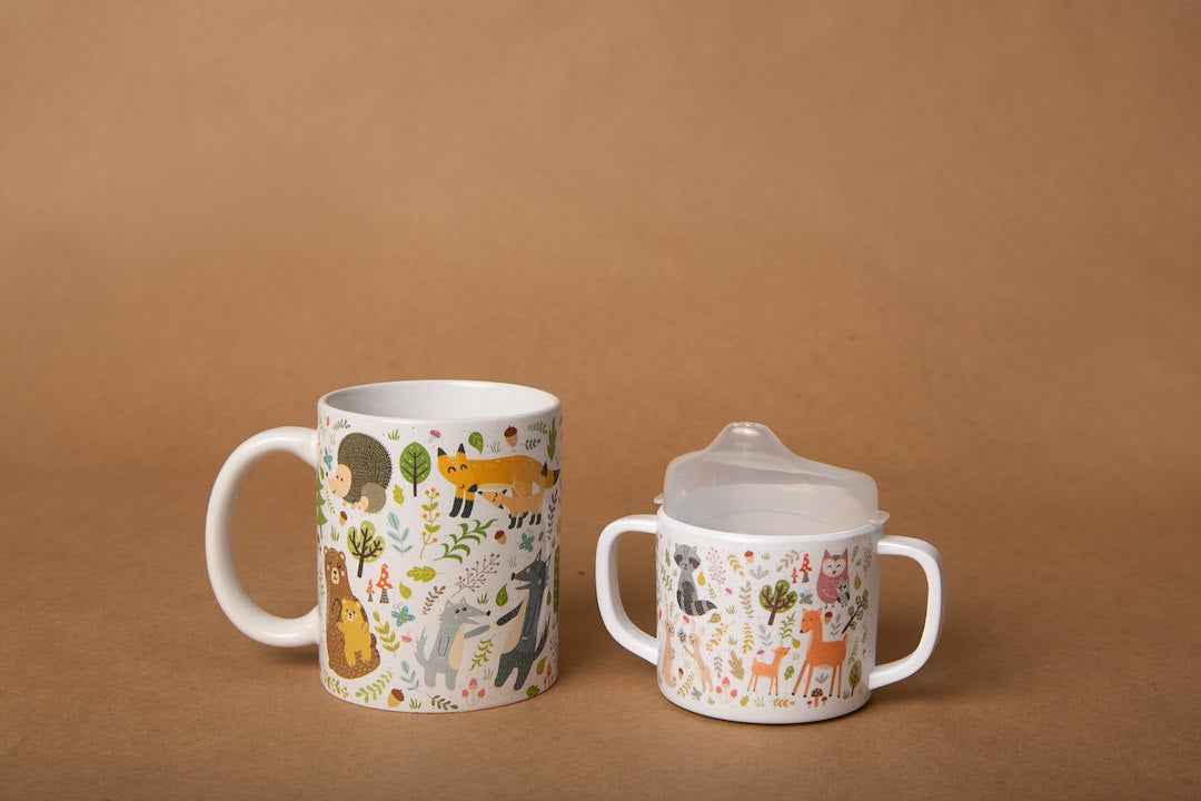 Camp Casual Woodland Critters White Mug and Sippy Cup Set – CC015WC