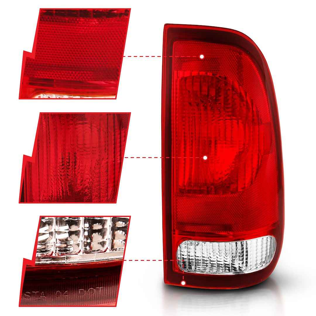 ANZO USA 311307 Ford Chrome Tail-Light Pair, Red/Clear