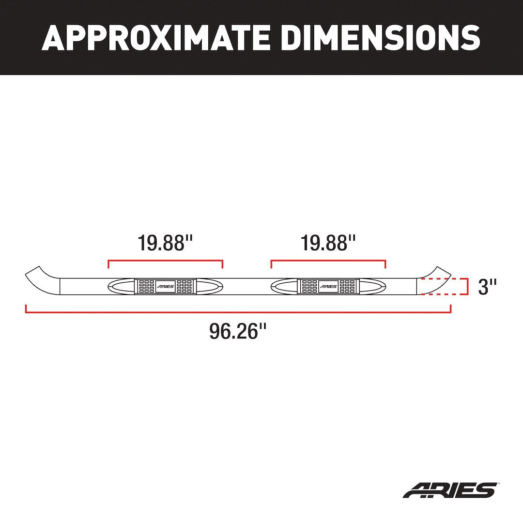 Aries 205030 Ram Mega Cab Black 3-Inch Steel Side Steps - image 3