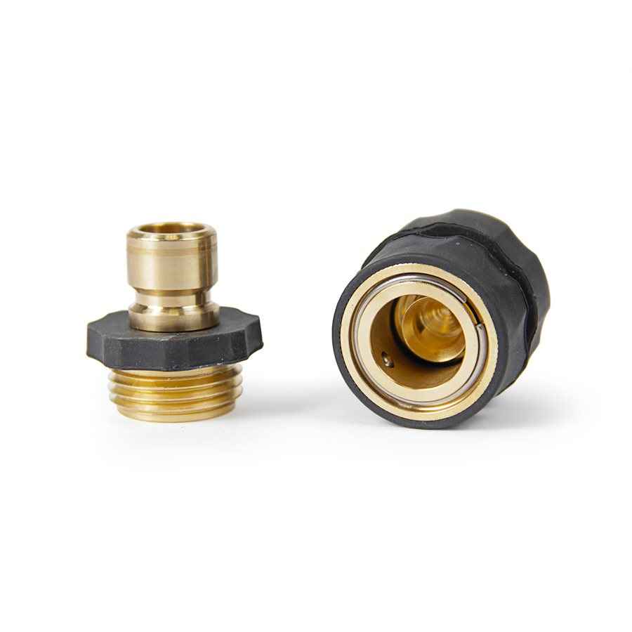 Camco 20135 Brass Quick Hose Connector with Automatic Shutoff
