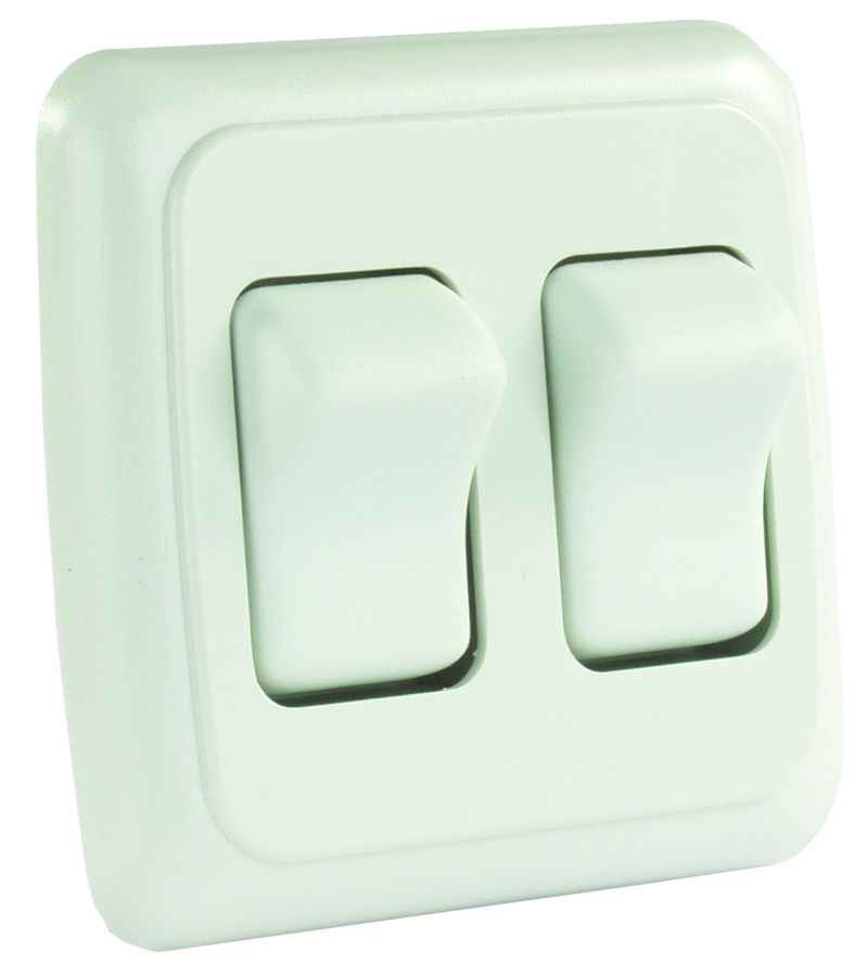 JR Products 12015 White Double On/Off Wall Switch
