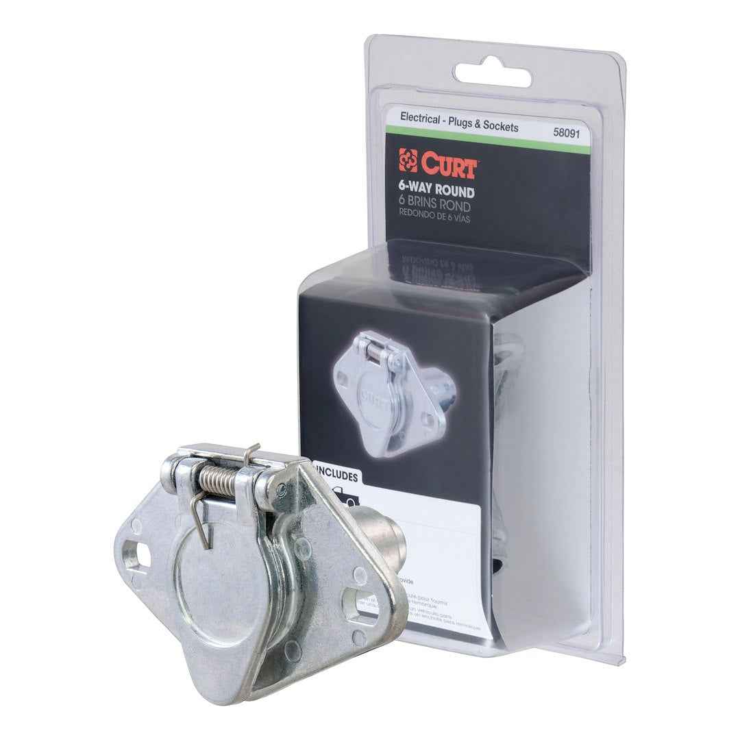 CURT 58091 Die-Cast 6-Way Round Vehicle Socket