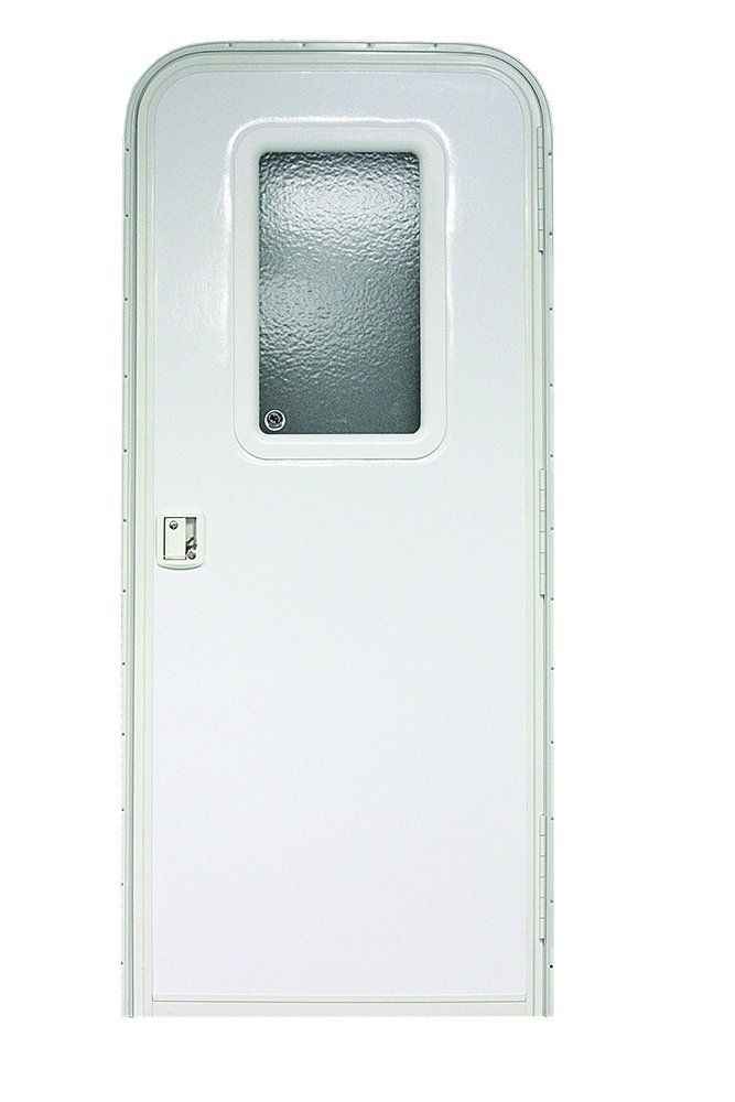Lippert Components V000412560 30" x 68.5" Radius Entry Door - Clover Mist with Fixed – image 1