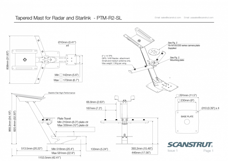 Scanstrut PTM-R2-SL Tapered Mast Marine Modular Mount for Starlink & Radar – image 5