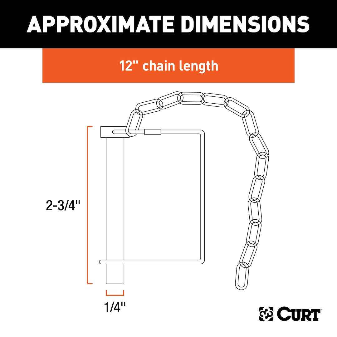 CURT 25012 1/4-by-2-3/4-Inch Safety Pin with 12-Inch Chain