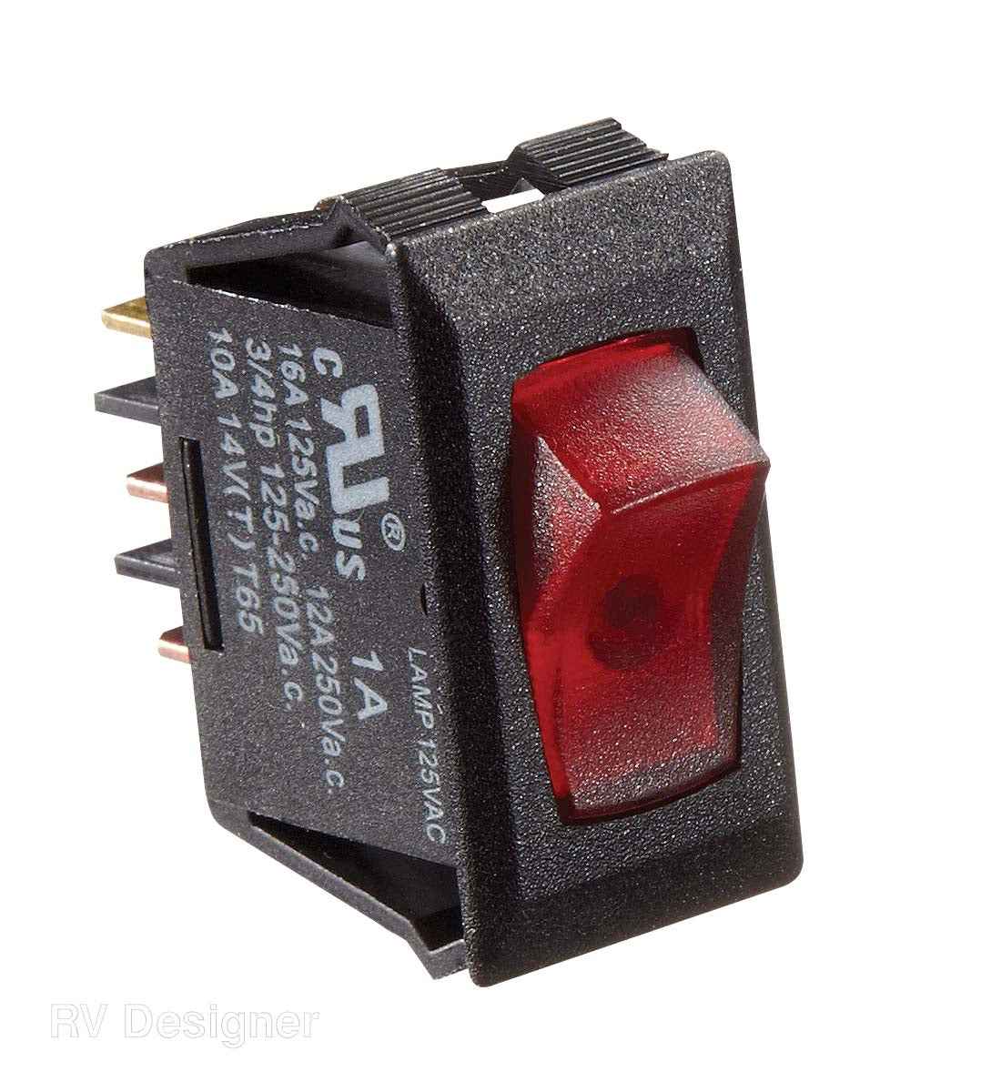 RV Designer S245 Black SPST On/Off Control Switch