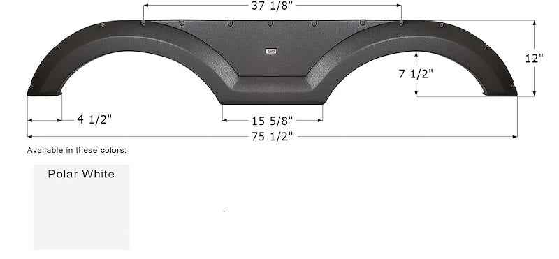 Icon 15006 RV Fender Skirt, Tandem Axle 75-1/2" x 12" Polar White, ICON – image 1