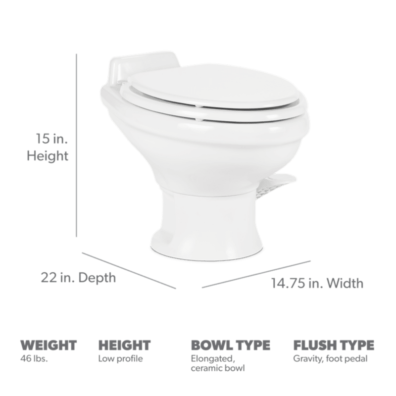 Dometic 302321681 RV Toilet Dometic , 321 Series, Permanent Ceramic Toilet, White – image 4