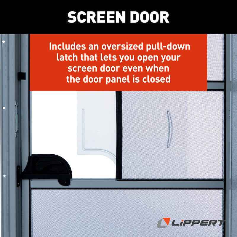 Lippert Components V000381469 26" x 70" Polar White Radius RV Door with Window and Screen – image 5