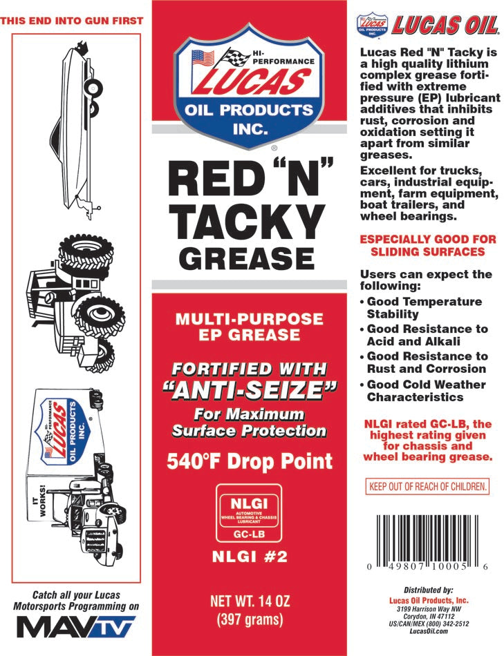Lucas Oil 11025 Red N Tacky Multipurpose Grease Spray