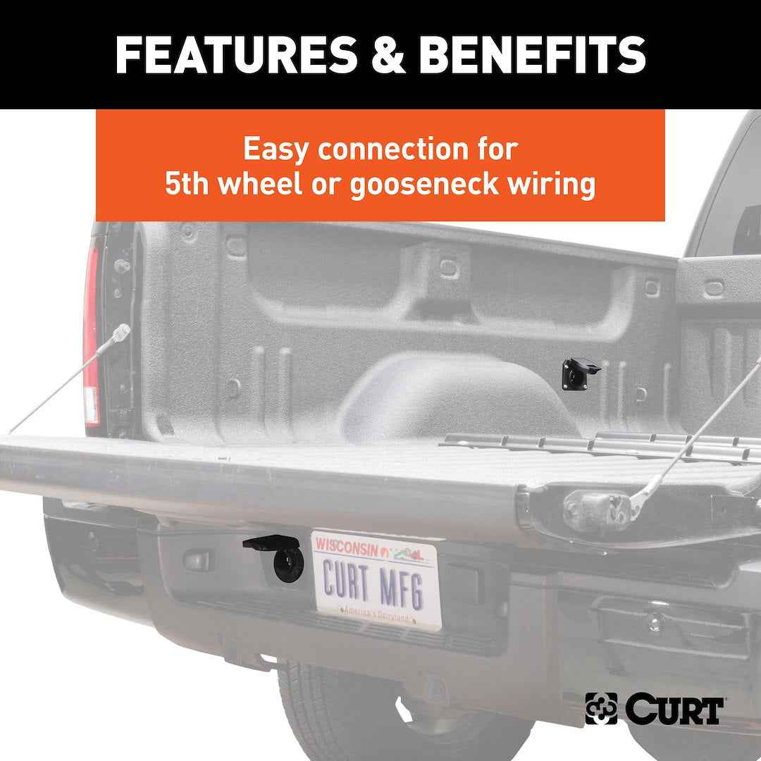 CURT 10-ft Truck-Bed Wiring Extension - 7-Way RV Blade – 56000