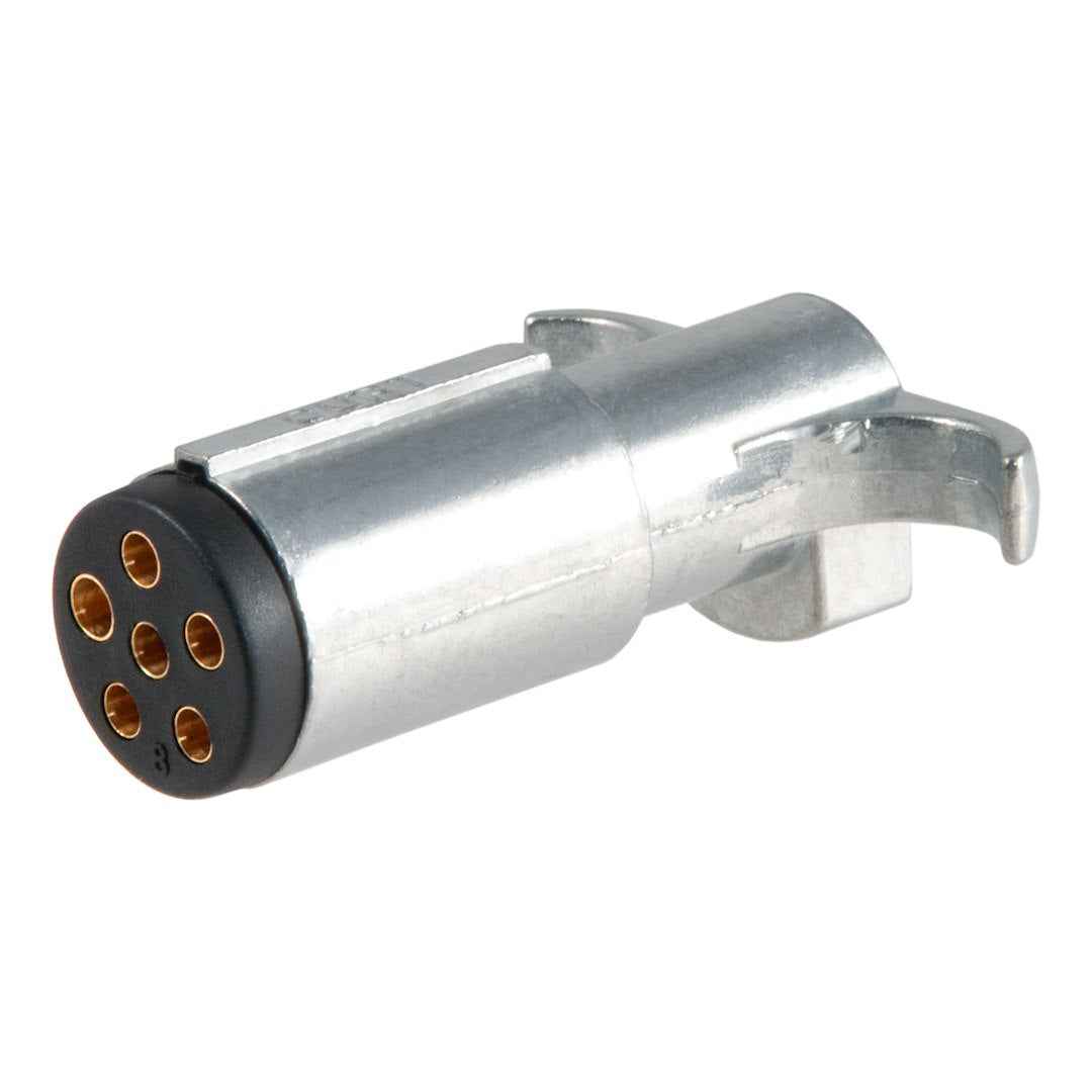 CURT 58081 Black/Silver 6-Way Round Trailer Wiring Plug