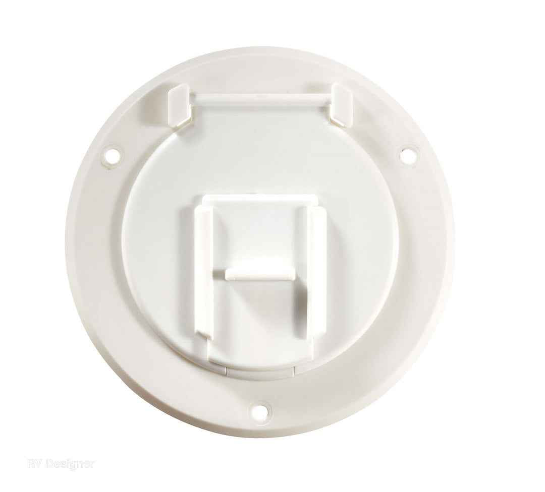 RV Designer B120 Polar White Round 30A Electrical-Cord Hatch
