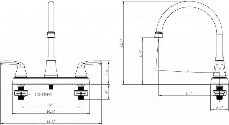 Phoenix Products PF231301 8-Inch Gooseneck Kitchen Faucet, Dual Lever, Chrome Finish – image 6