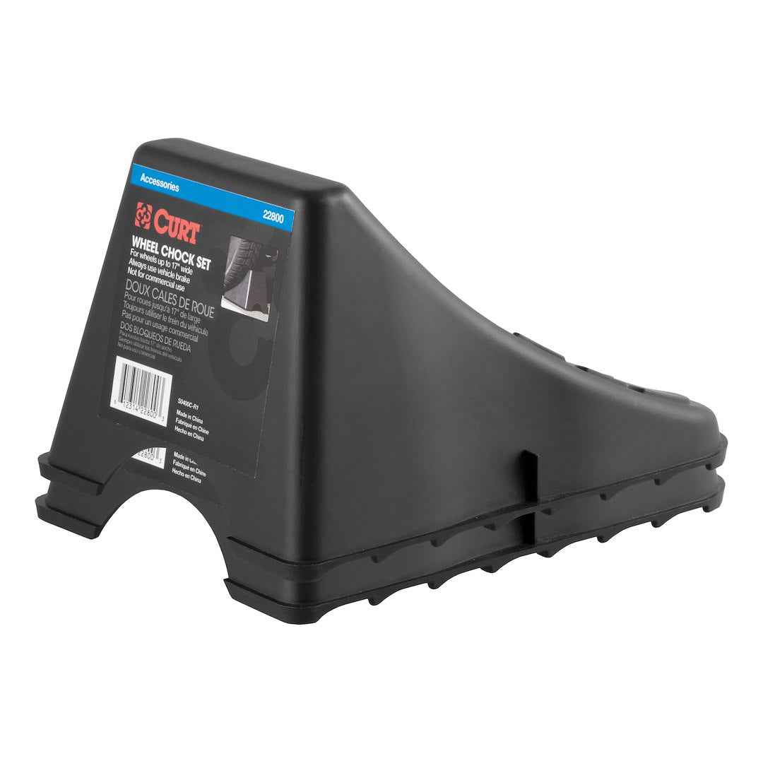 CURT 22800 Black Trailer Wheel Chocks, Pair