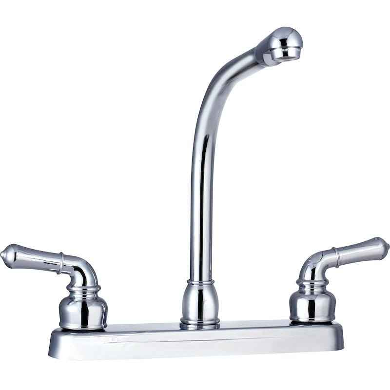 Dura Faucet 10-1302 RV Kitchen Faucet, 10" Hi-Rise Spout, 8" Deck Mount, Chrome – image 1