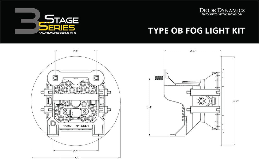 Diode Dynamics DD7074 SS3 Max Yellow Fog Pod Kit