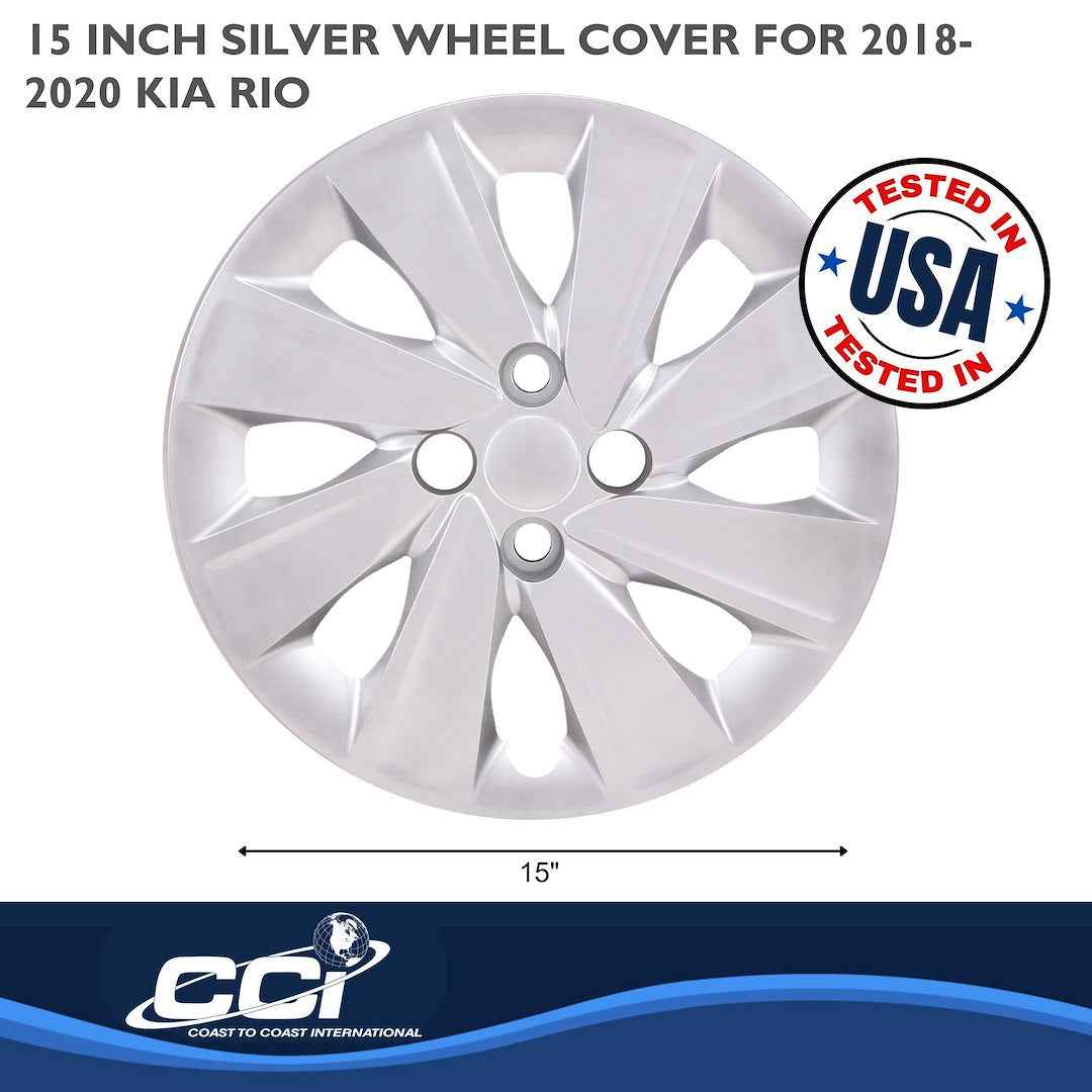 Coast To Coast 54915S Kia Rio 15-Inch Silver Snap-On Set